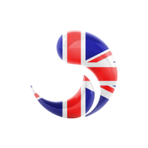 Stylized swirl with British flag